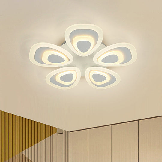 Modern Acrylic Ceiling Light Fixture - Peacock Tail Design - LED Flush Mount Lamp with 3/5/9 Lights - Warm/White/Natural Light Options