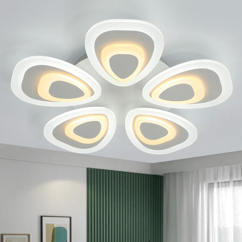 Modern Acrylic Ceiling Light Fixture - Peacock Tail Design - LED Flush Mount Lamp with 3/5/9 Lights - Warm/White/Natural Light Options