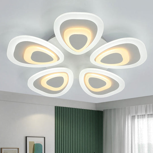 Modern Acrylic Ceiling Light Fixture - Peacock Tail Design - LED Flush Mount Lamp with 3/5/9 Lights - Warm/White/Natural Light Options