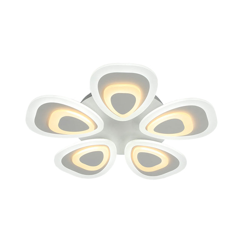 Modern Acrylic Ceiling Light Fixture - Peacock Tail Design - LED Flush Mount Lamp with 3/5/9 Lights - Warm/White/Natural Light Options