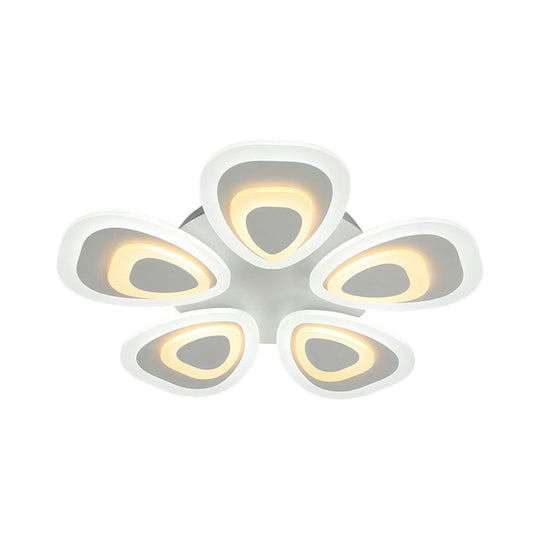 Modern Acrylic Ceiling Light Fixture - Peacock Tail Design - LED Flush Mount Lamp with 3/5/9 Lights - Warm/White/Natural Light Options