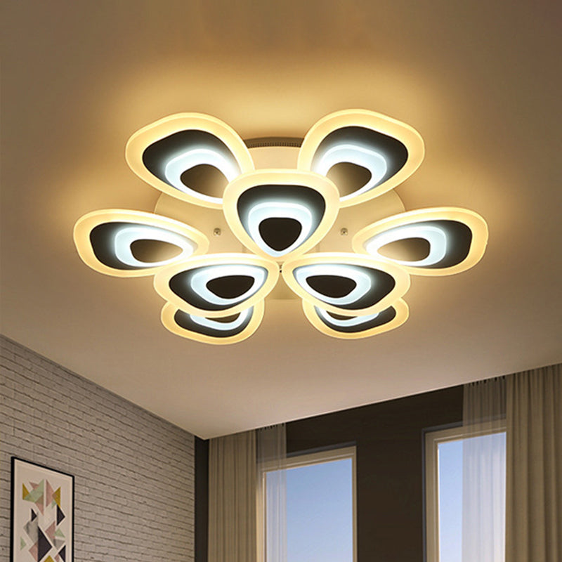 Modern Acrylic Ceiling Light Fixture - Peacock Tail Design - LED Flush Mount Lamp with 3/5/9 Lights - Warm/White/Natural Light Options