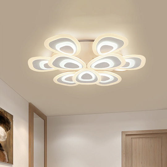 Modern Acrylic Ceiling Light Fixture - Peacock Tail Design - LED Flush Mount Lamp with 3/5/9 Lights - Warm/White/Natural Light Options