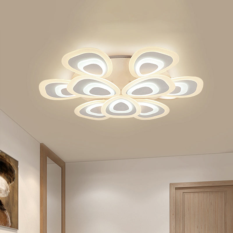 Modern Acrylic Ceiling Light Fixture - Peacock Tail Design Led Flush Mount Lamp With 3/5/9 Lights