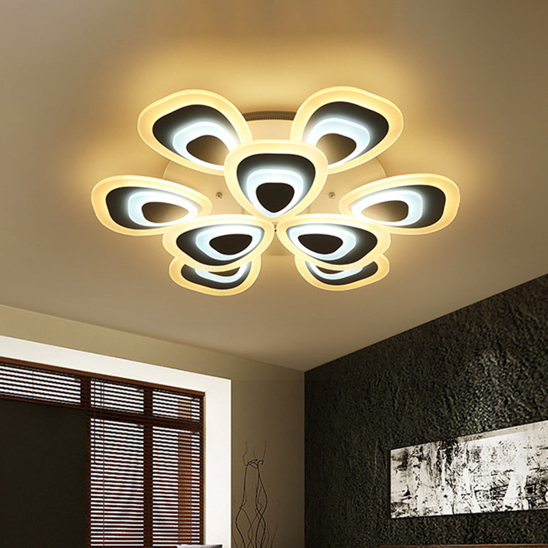 Modern Acrylic Ceiling Light Fixture - Peacock Tail Design - LED Flush Mount Lamp with 3/5/9 Lights - Warm/White/Natural Light Options