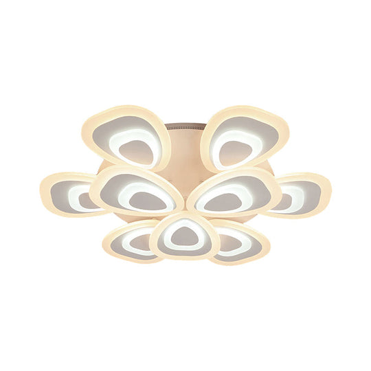 Modern Acrylic Ceiling Light Fixture - Peacock Tail Design - LED Flush Mount Lamp with 3/5/9 Lights - Warm/White/Natural Light Options