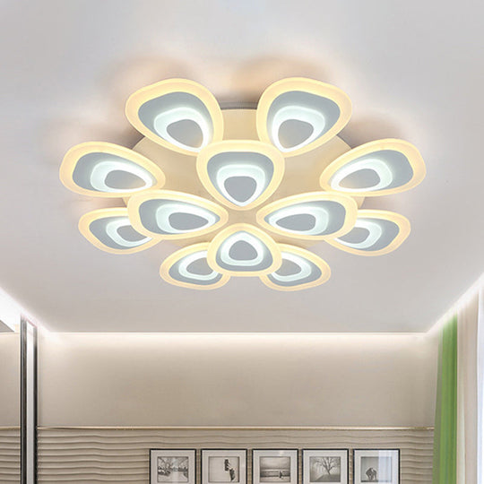 Modern Acrylic Ceiling Light Fixture - Peacock Tail Design - LED Flush Mount Lamp with 3/5/9 Lights - Warm/White/Natural Light Options