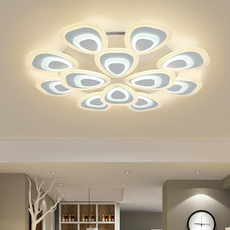 Modern Acrylic Ceiling Light Fixture - Peacock Tail Design - LED Flush Mount Lamp with 3/5/9 Lights - Warm/White/Natural Light Options