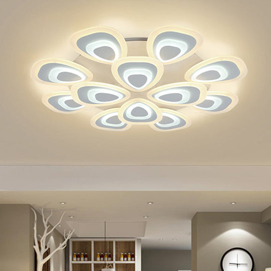 Modern Acrylic Ceiling Light Fixture - Peacock Tail Design - LED Flush Mount Lamp with 3/5/9 Lights - Warm/White/Natural Light Options