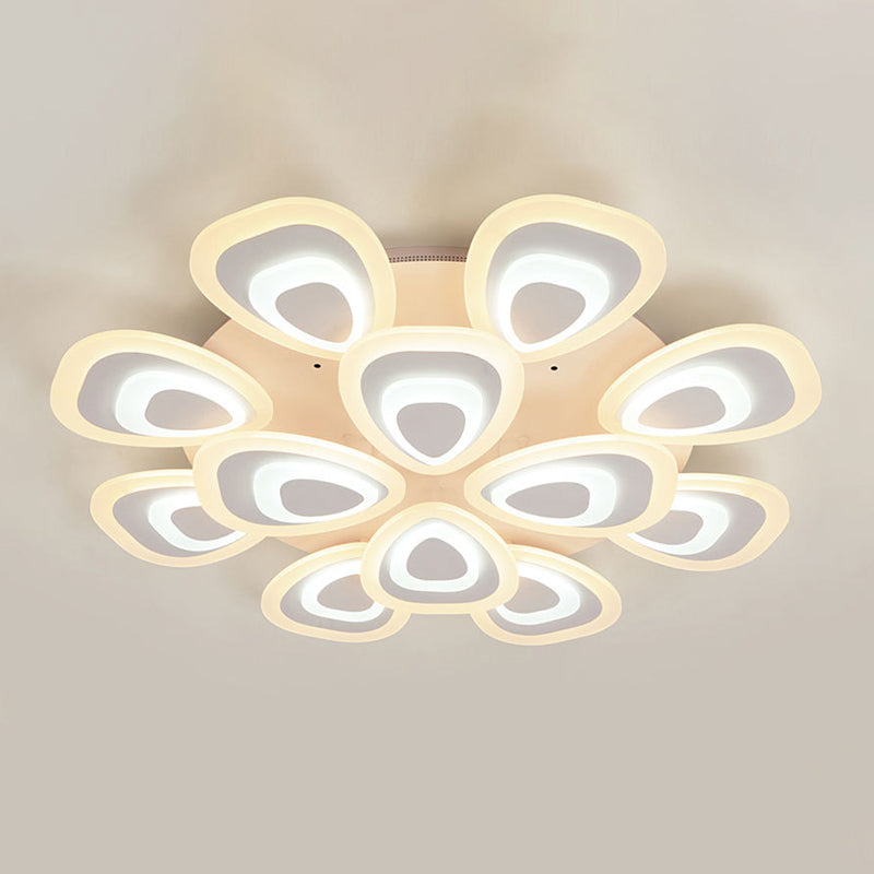 Modern Acrylic Ceiling Light Fixture - Peacock Tail Design - LED Flush Mount Lamp with 3/5/9 Lights - Warm/White/Natural Light Options