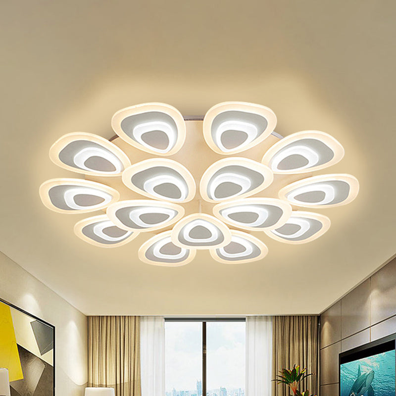 Modern Acrylic Ceiling Light Fixture - Peacock Tail Design - LED Flush Mount Lamp with 3/5/9 Lights - Warm/White/Natural Light Options