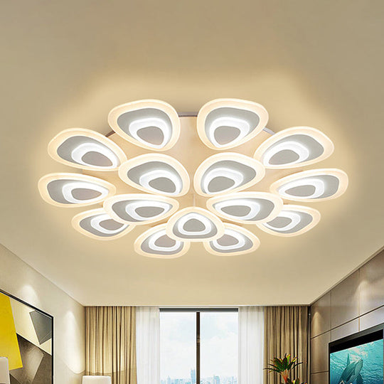 Modern Acrylic Ceiling Light Fixture - Peacock Tail Design Led Flush Mount Lamp With 3/5/9 Lights