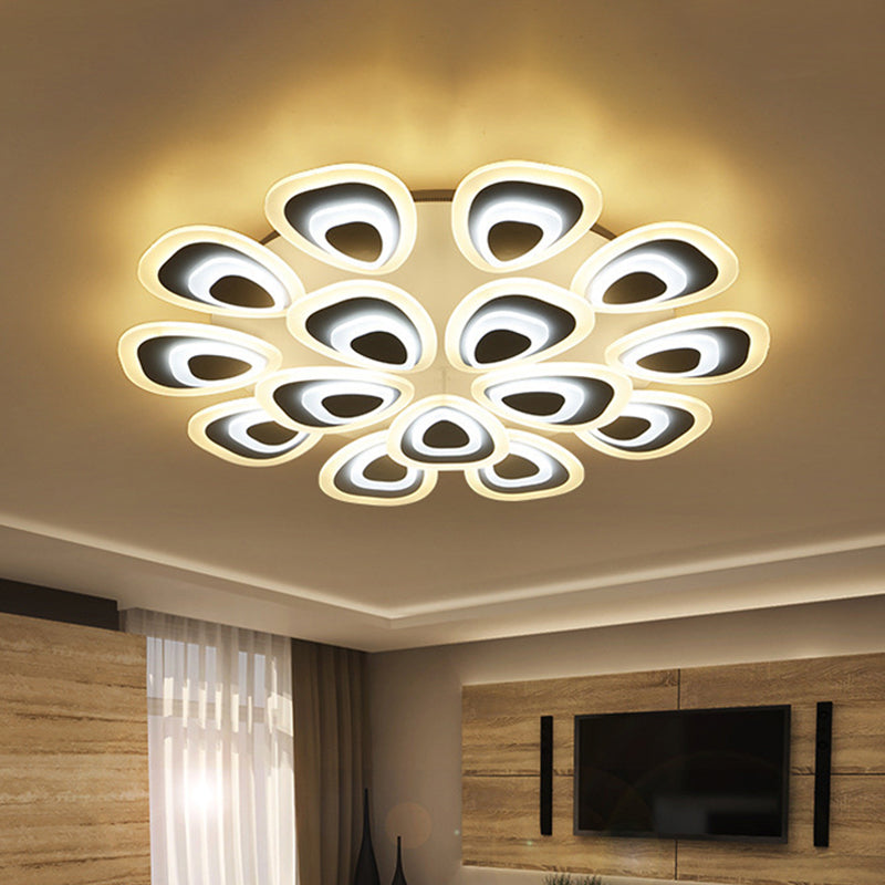 Modern Acrylic Ceiling Light Fixture - Peacock Tail Design - LED Flush Mount Lamp with 3/5/9 Lights - Warm/White/Natural Light Options