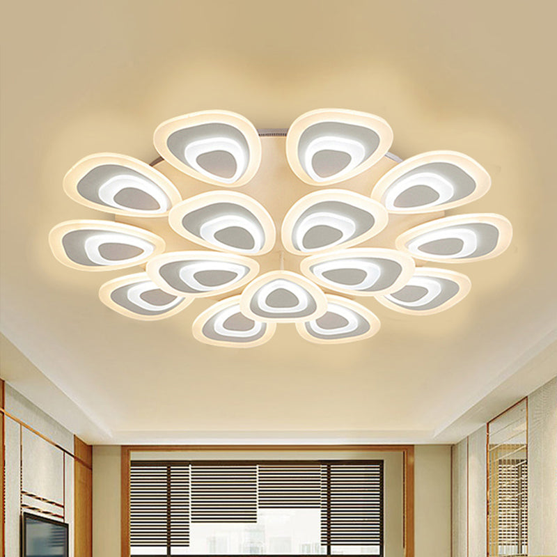 Modern Acrylic Ceiling Light Fixture - Peacock Tail Design - LED Flush Mount Lamp with 3/5/9 Lights - Warm/White/Natural Light Options