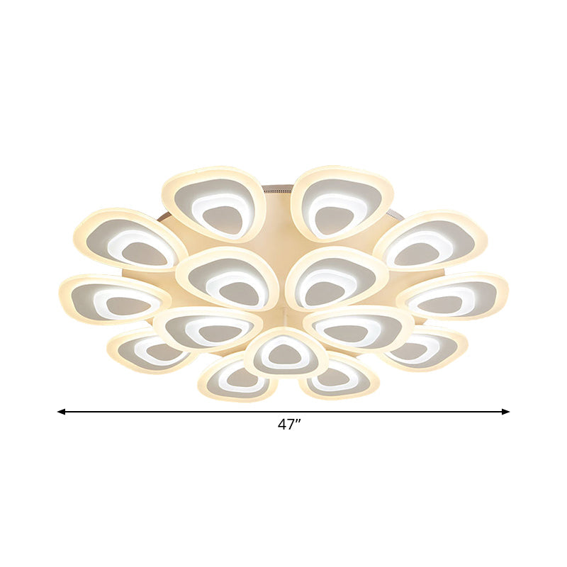 Modern Acrylic Ceiling Light Fixture - Peacock Tail Design - LED Flush Mount Lamp with 3/5/9 Lights - Warm/White/Natural Light Options