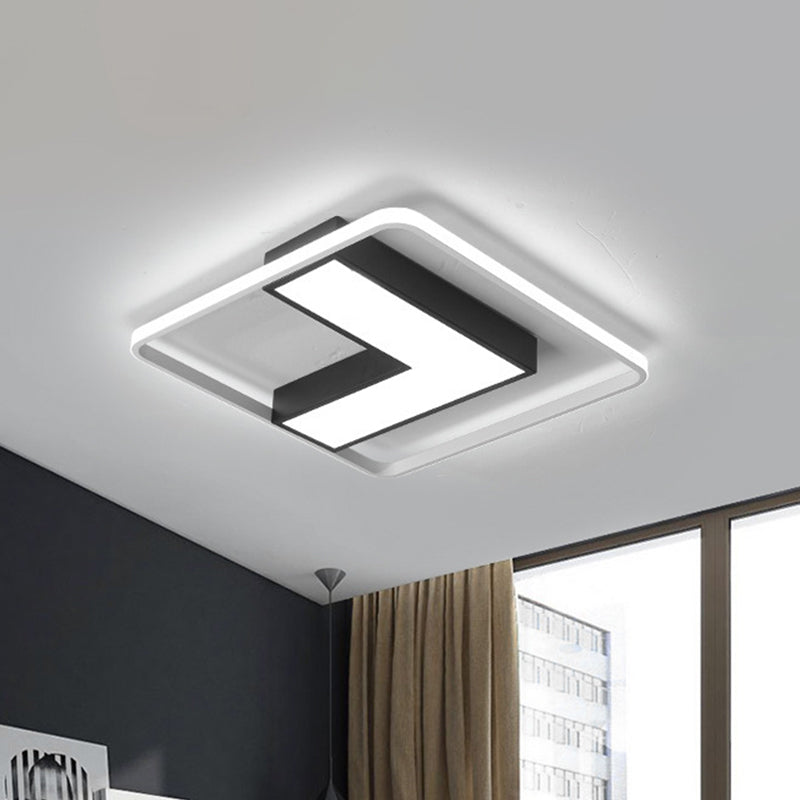 Black L Shaped LED Ceiling Mount Light Fixture for Study Room in Warm/White, 19"/24.5"/31.5" W