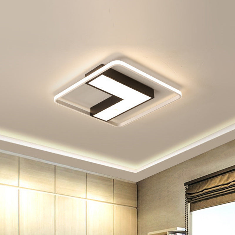 Black L Shaped LED Ceiling Mount Light Fixture for Study Room in Warm/White, 19"/24.5"/31.5" W