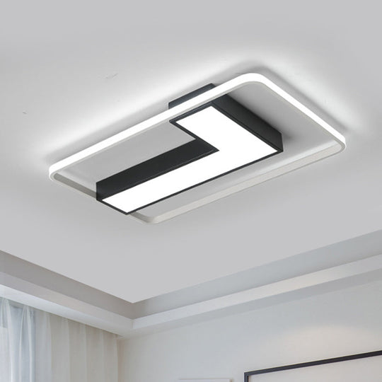 Black L Shaped LED Ceiling Mount Light Fixture for Study Room in Warm/White, 19"/24.5"/31.5" W