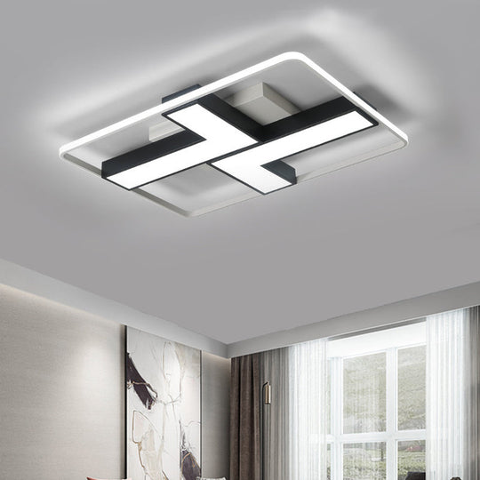 Black L Shaped LED Ceiling Mount Light Fixture for Study Room in Warm/White, 19"/24.5"/31.5" W