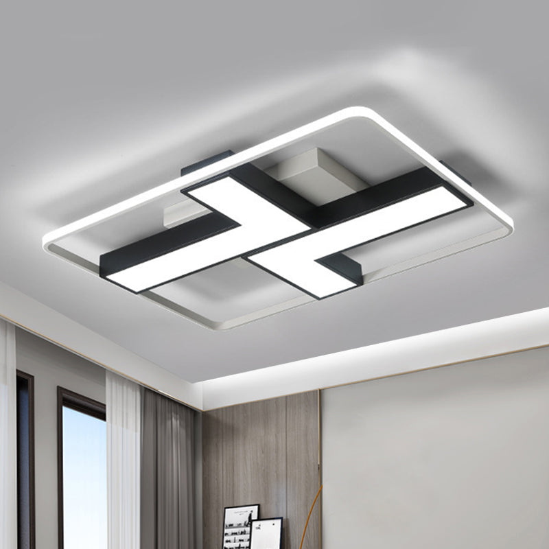 Black L Shaped LED Ceiling Mount Light Fixture for Study Room in Warm/White, 19"/24.5"/31.5" W