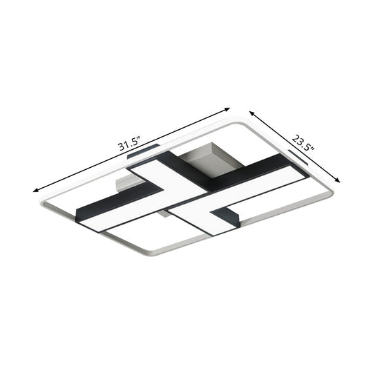 Black L Shaped LED Ceiling Mount Light Fixture for Study Room in Warm/White, 19"/24.5"/31.5" W