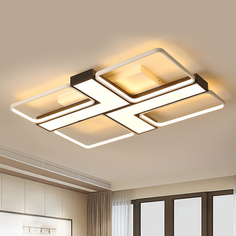 Black L Shaped LED Ceiling Mount Light Fixture for Study Room in Warm/White, 19"/24.5"/31.5" W