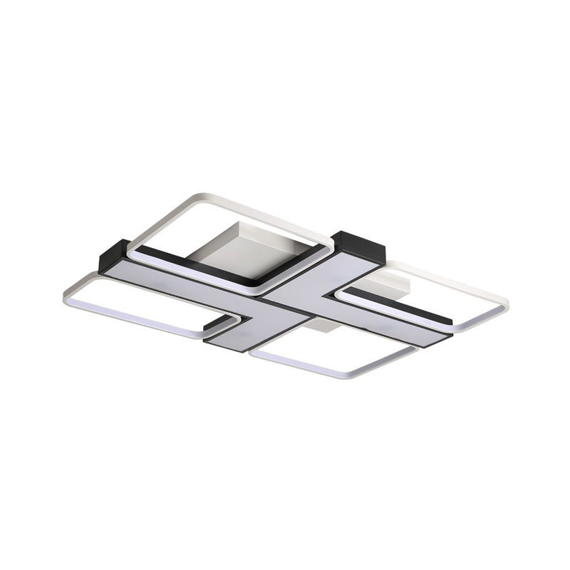 Black L Shaped LED Ceiling Mount Light Fixture for Study Room in Warm/White, 19"/24.5"/31.5" W