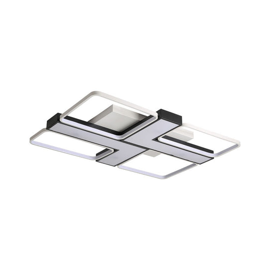 Black L Shaped LED Ceiling Mount Light Fixture for Study Room in Warm/White, 19"/24.5"/31.5" W