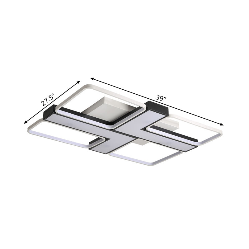 Black L Shaped LED Ceiling Mount Light Fixture for Study Room in Warm/White, 19"/24.5"/31.5" W