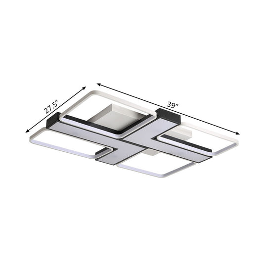 Black L Shaped Led Ceiling Mount Light Fixture For Study Room In Warm/White 19/24.5/31.5 W