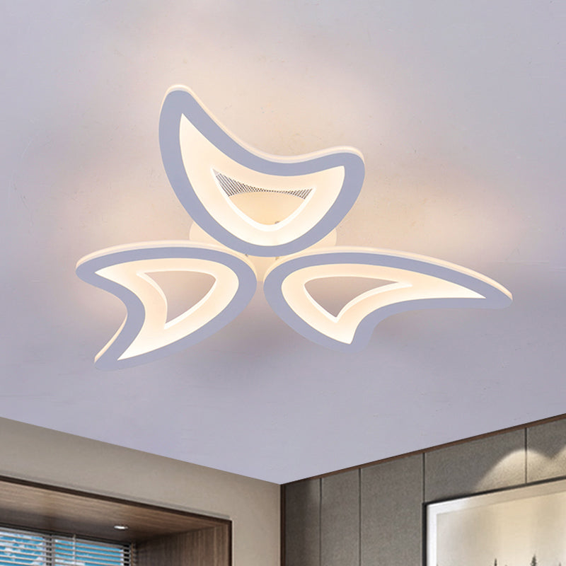 Contemporary Ceiling Lamp with LED Leaves, Acrylic Shade, and Multiple Light Options