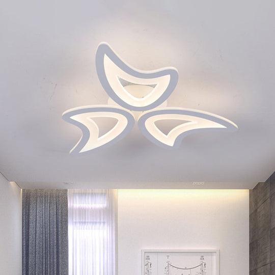 Contemporary Ceiling Lamp with LED Leaves, Acrylic Shade, and Multiple Light Options