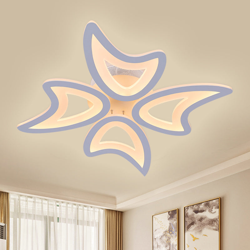 Contemporary Ceiling Lamp with LED Leaves, Acrylic Shade, and Multiple Light Options