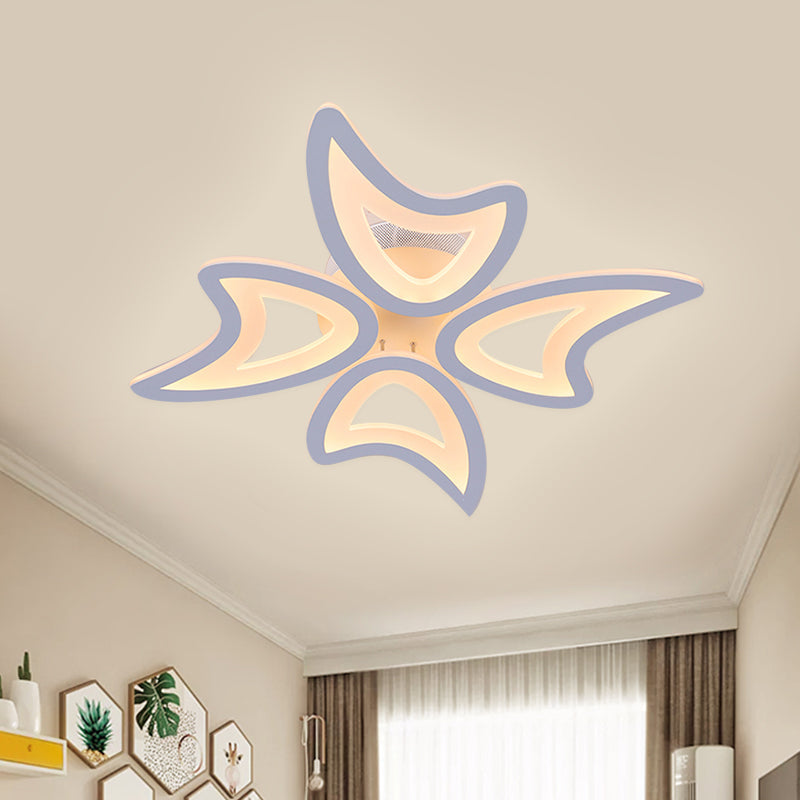 Contemporary Ceiling Lamp with LED Leaves, Acrylic Shade, and Multiple Light Options