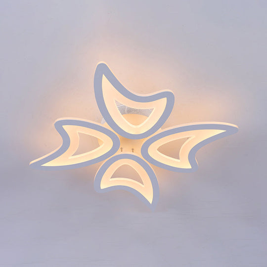 Contemporary Ceiling Lamp With Led Leaves Acrylic Shade And Multiple Light Options