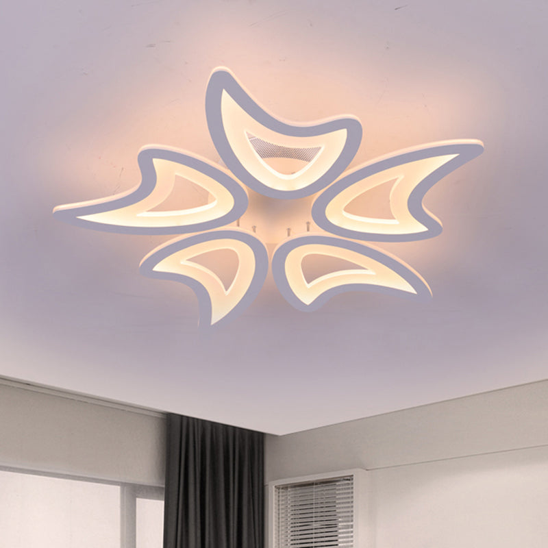 Contemporary Ceiling Lamp with LED Leaves, Acrylic Shade, and Multiple Light Options