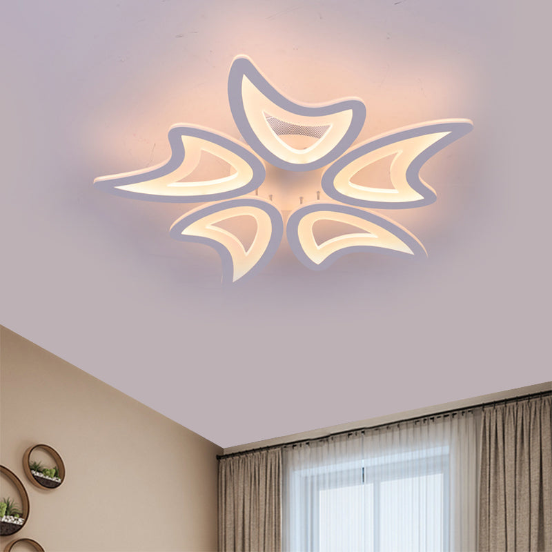 Contemporary Ceiling Lamp with LED Leaves, Acrylic Shade, and Multiple Light Options