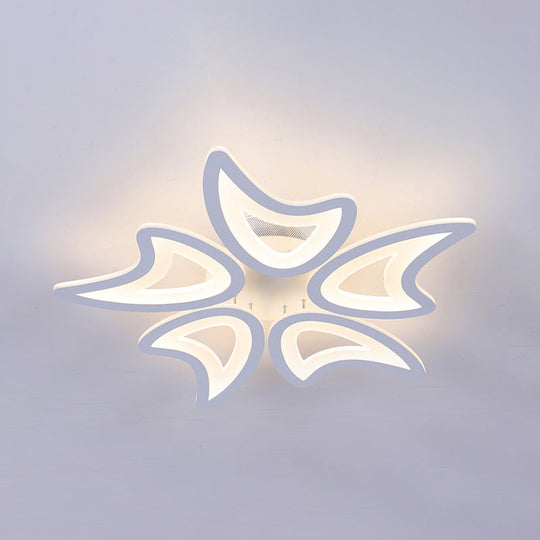 Contemporary Ceiling Lamp with LED Leaves, Acrylic Shade, and Multiple Light Options