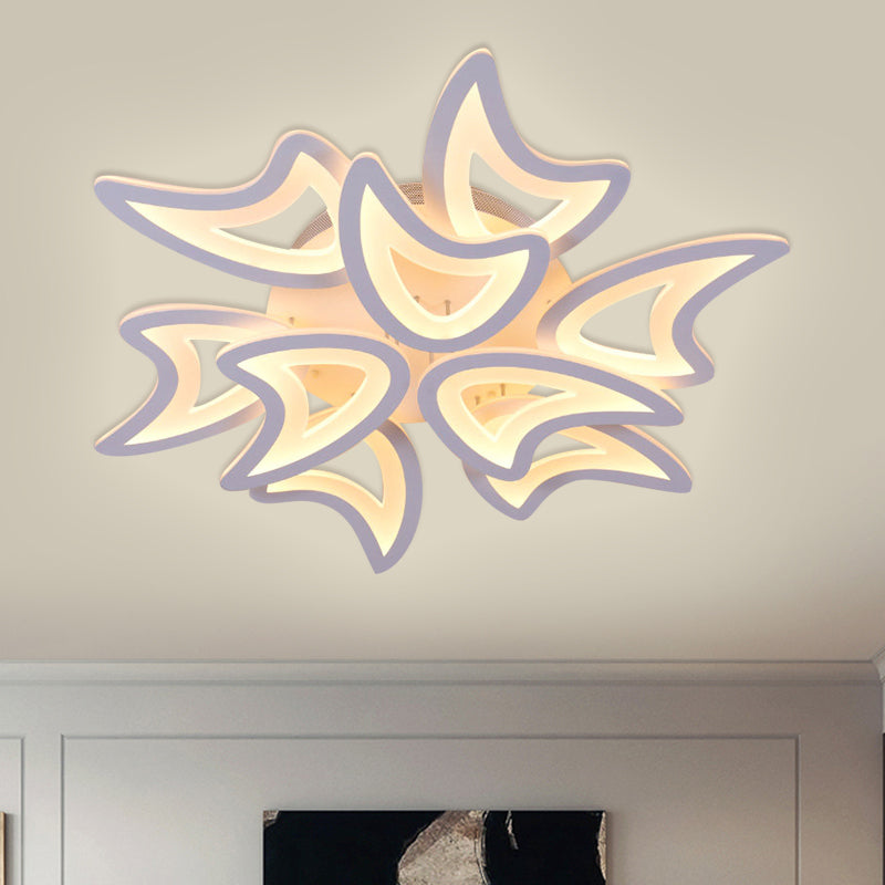 Contemporary Ceiling Lamp with LED Leaves, Acrylic Shade, and Multiple Light Options