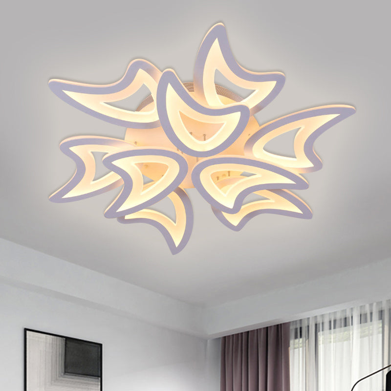 Contemporary Ceiling Lamp with LED Leaves, Acrylic Shade, and Multiple Light Options