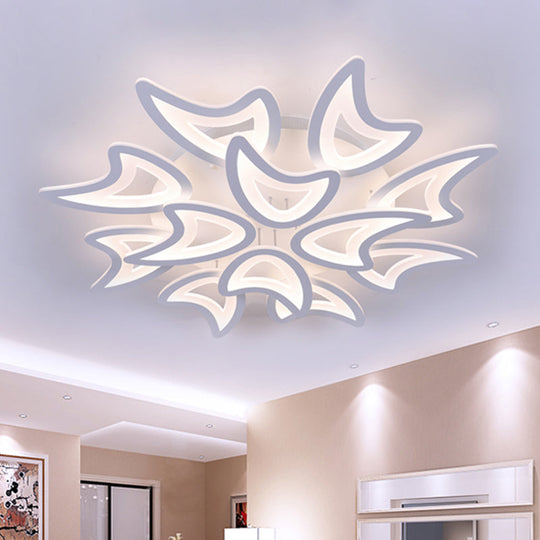 Contemporary Ceiling Lamp with LED Leaves, Acrylic Shade, and Multiple Light Options