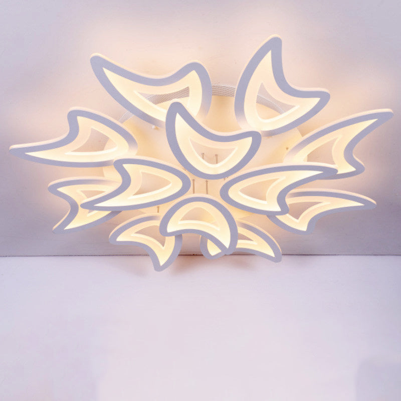 Contemporary Ceiling Lamp with LED Leaves, Acrylic Shade, and Multiple Light Options