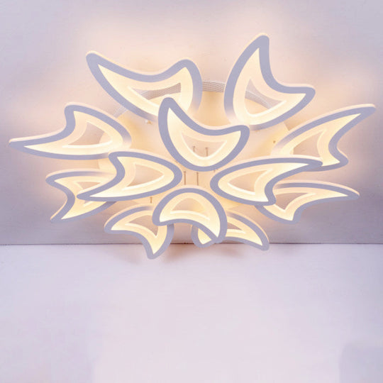 Contemporary Ceiling Lamp with LED Leaves, Acrylic Shade, and Multiple Light Options