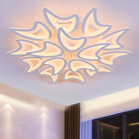 Contemporary Ceiling Lamp with LED Leaves, Acrylic Shade, and Multiple Light Options