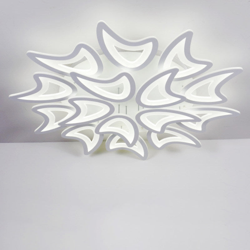 Contemporary Ceiling Lamp with LED Leaves, Acrylic Shade, and Multiple Light Options