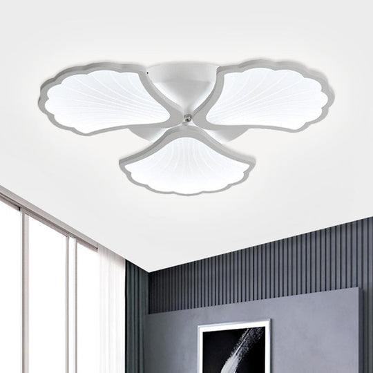 3/5/9-Light LED Flush Ceiling Light with Ginkgo Leaf Acrylic Shade - White Lighting Fixture in Warm/White/Natural Light - for Living Room