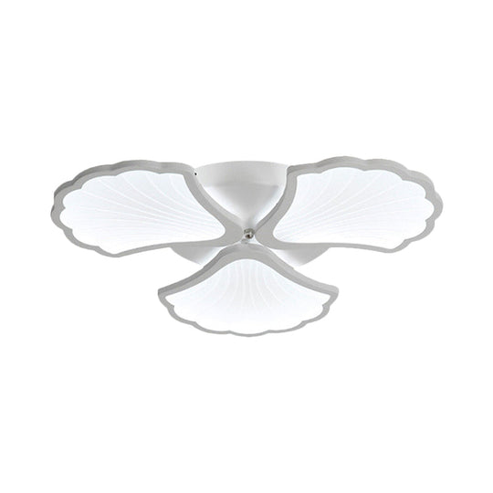 3/5/9-Light LED Flush Ceiling Light with Ginkgo Leaf Acrylic Shade - White Lighting Fixture in Warm/White/Natural Light - for Living Room