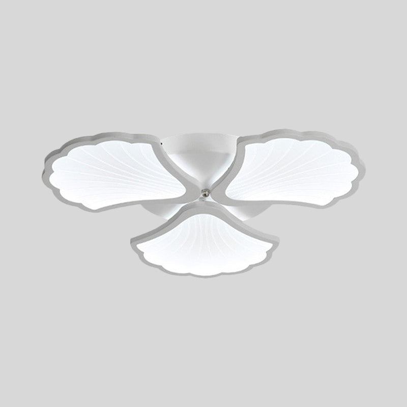 3/5/9-Light LED Flush Ceiling Light with Ginkgo Leaf Acrylic Shade - White Lighting Fixture in Warm/White/Natural Light - for Living Room