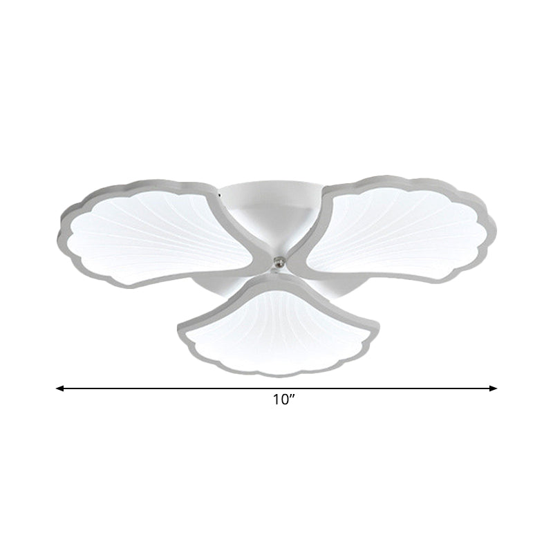 3/5/9-Light Led Flush Ceiling Light With Ginkgo Leaf Acrylic Shade - White Lighting Fixture In