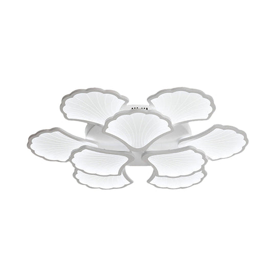 3/5/9-Light LED Flush Ceiling Light with Ginkgo Leaf Acrylic Shade - White Lighting Fixture in Warm/White/Natural Light - for Living Room